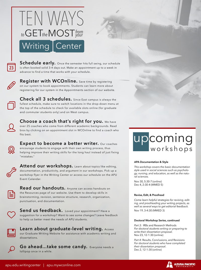 Writing Center Tips Impage