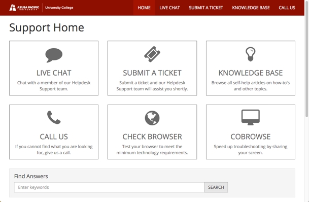 Preview of Technical Support Page
