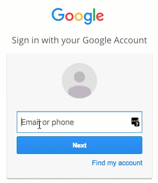 Google sign in screen